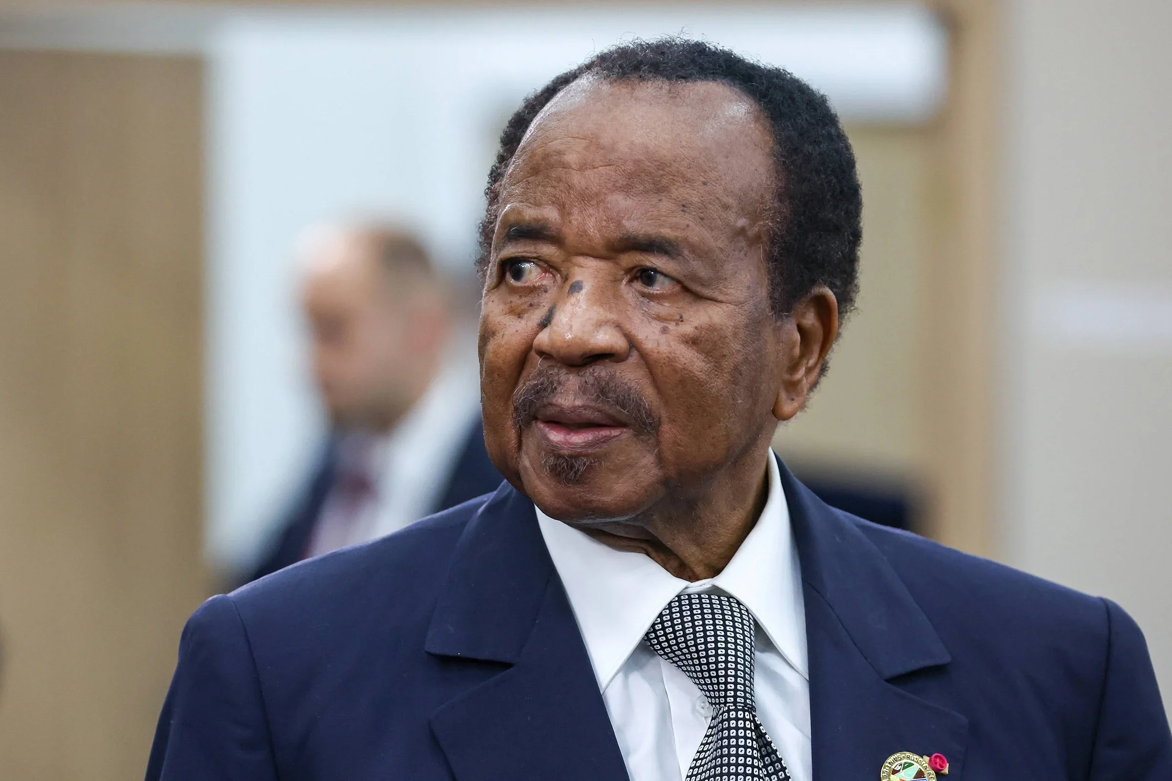 Cameroonian President Paul Biya on the sidelines of the second Russia Africa summit in St Petersburg, 28 July 2023. © Kirill Kukhmar/TASS/SIPA PRESS