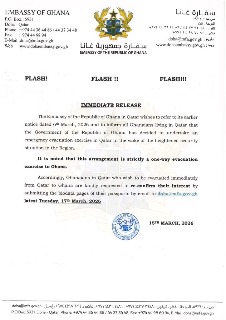 Ghana Embassy in Qatar Statement Ghana Embassy in Qatar Statement