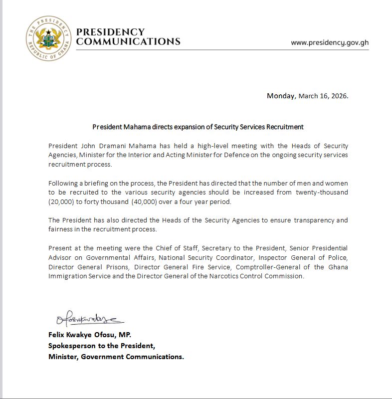 Statement on Security Services Recruitment Statement on Security Services Recruitment