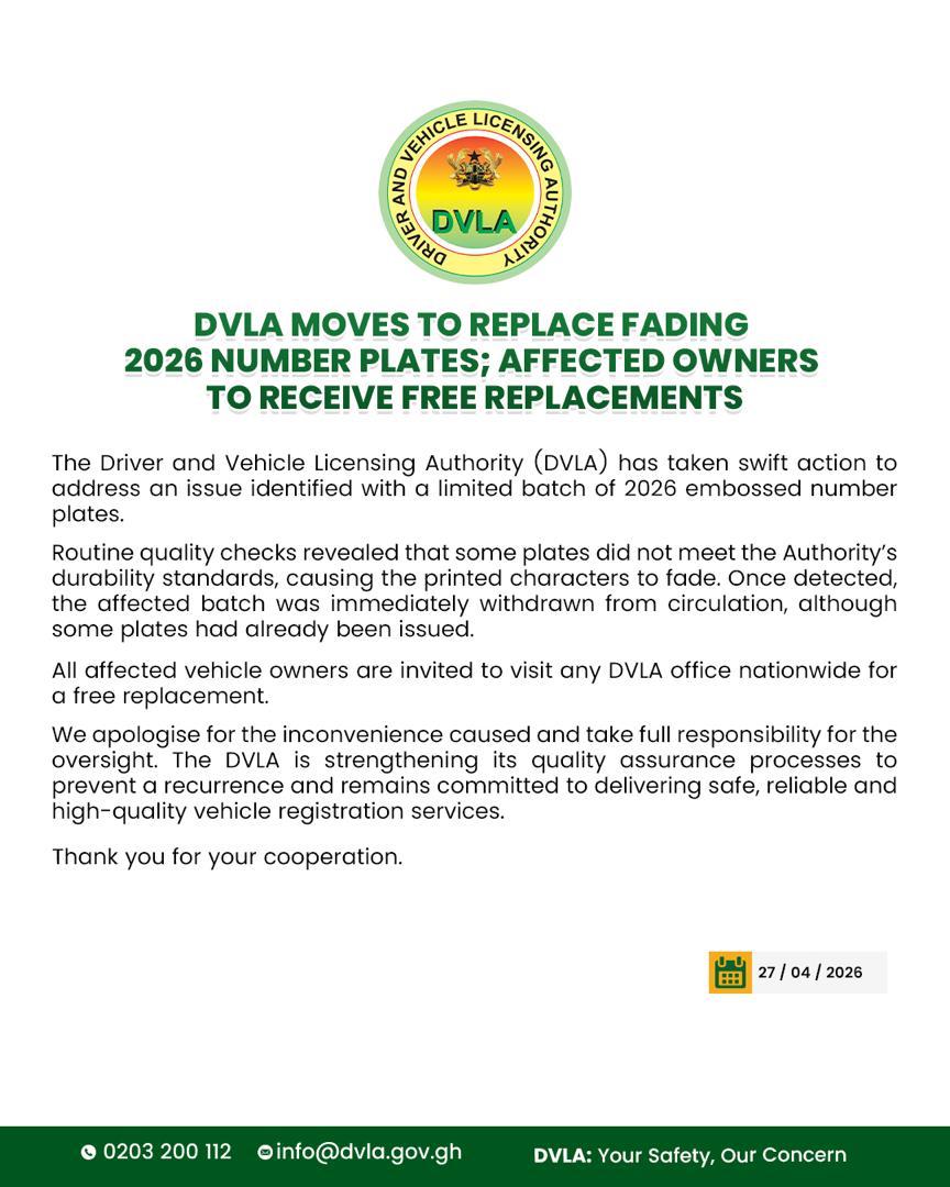 DVLA to replace defective 2026 number plates free