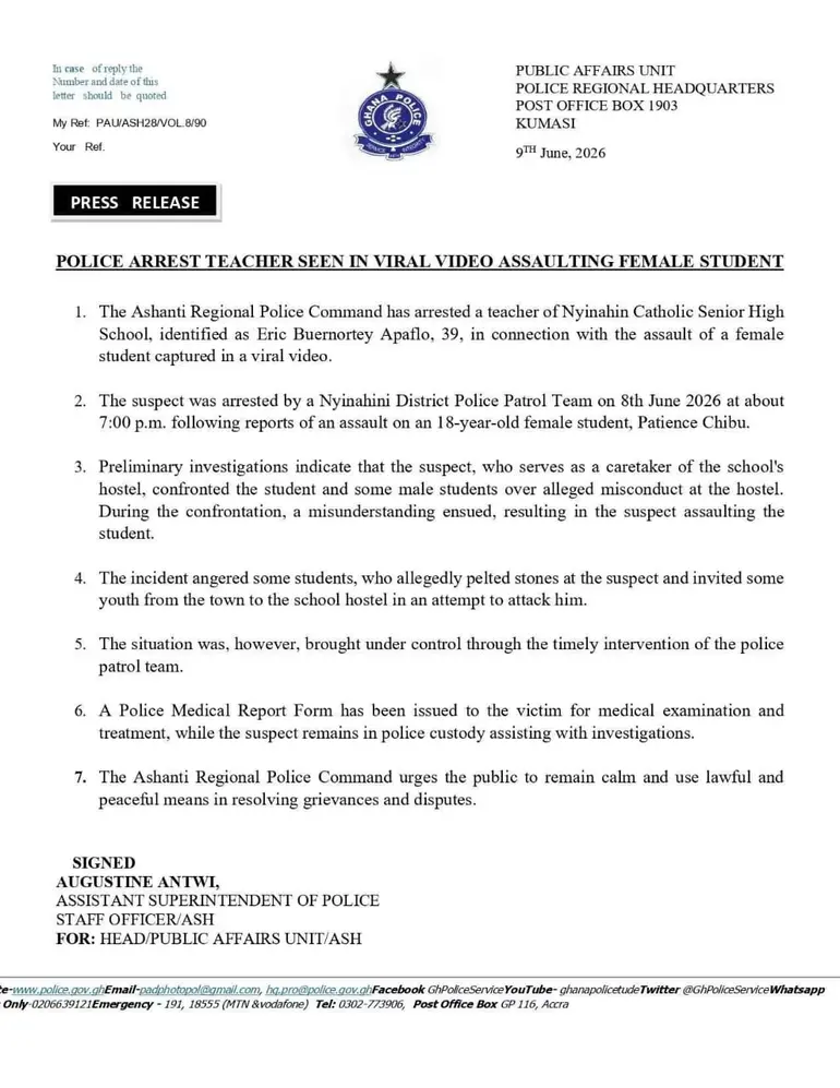 What triggered viral Nyinahin SHS teacher assault on female student revealed
