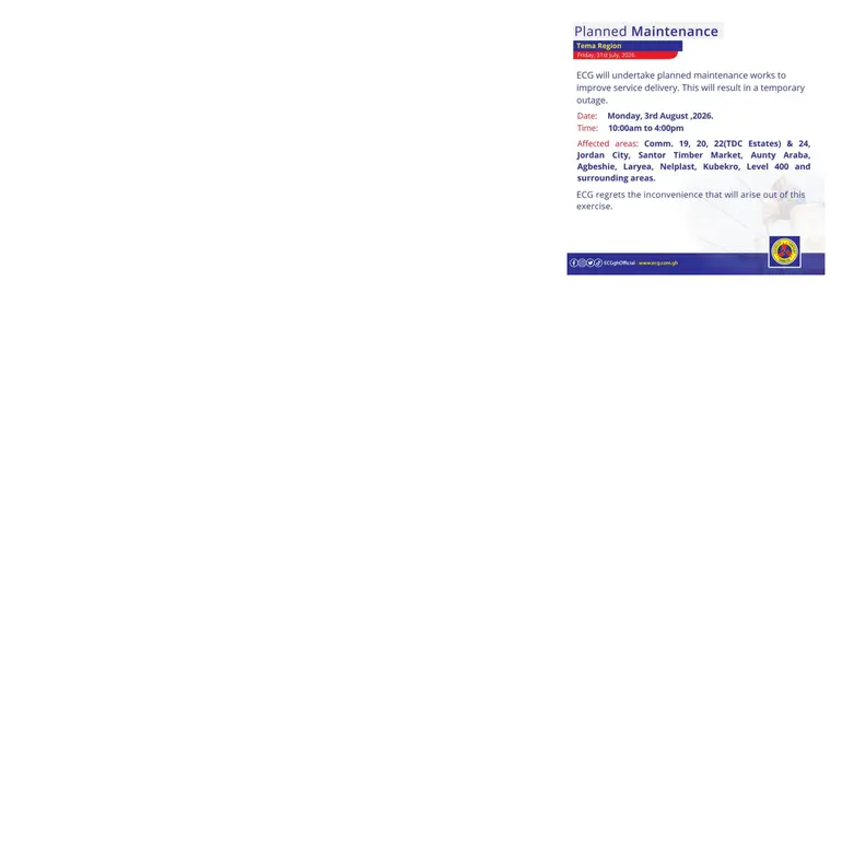 ECG power outages schedules
